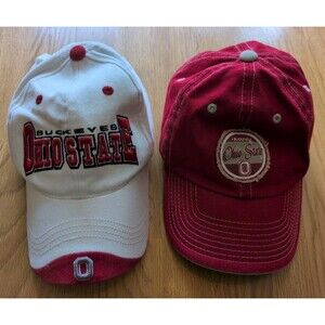 Ohio State Buckeyes Cap Hat Set Of 2 One Size Fits All Fitted White & Red